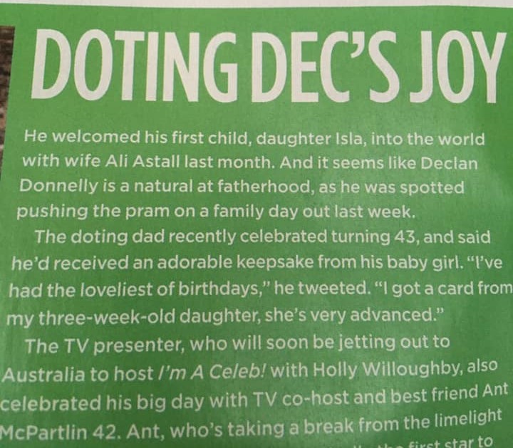 Closer magazine: Dec pushing a pram