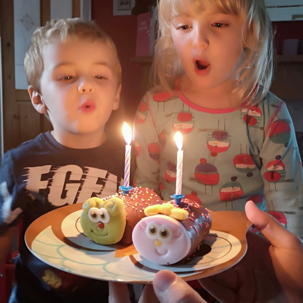 Blowing out birthday candles