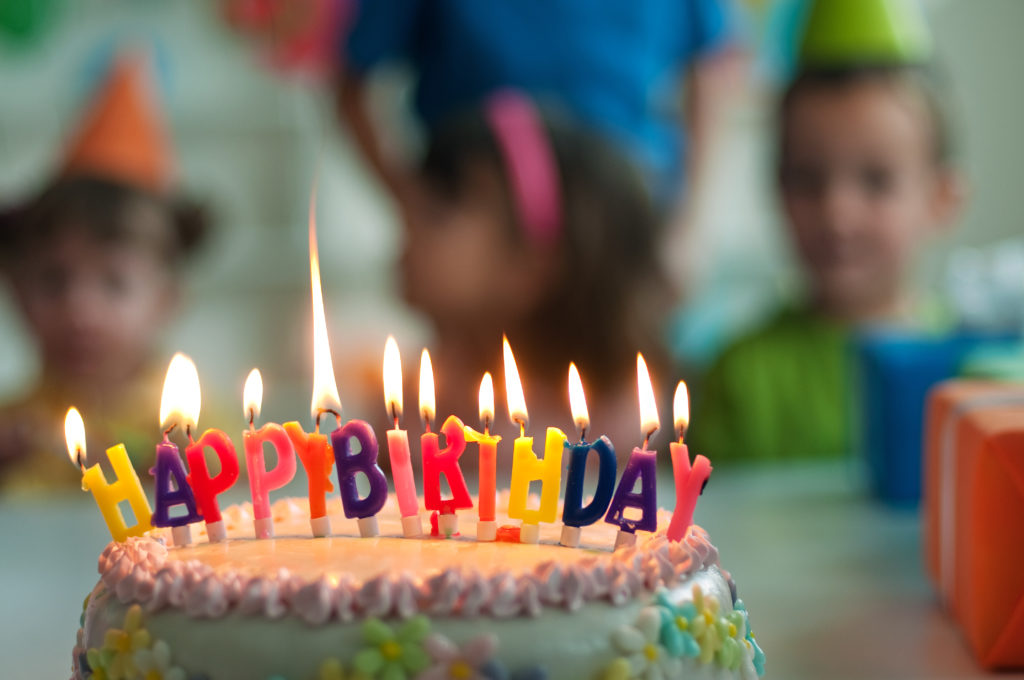 A group of children at a birthday party, Selective focus