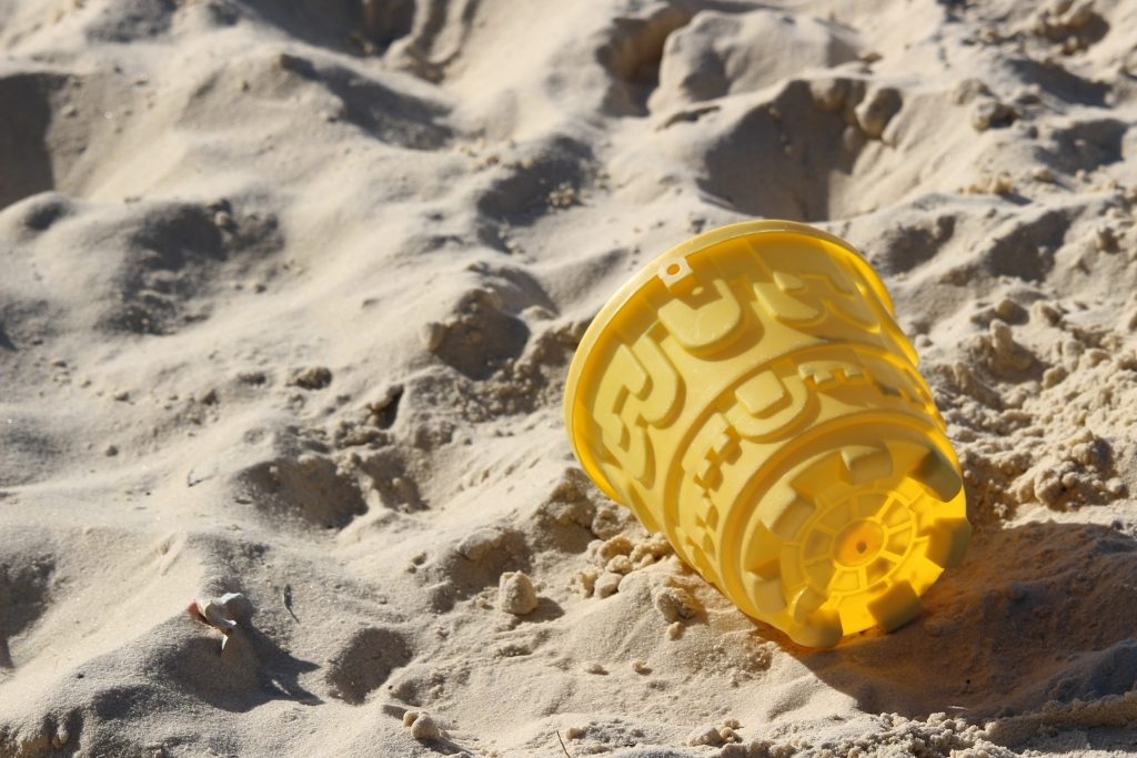 bucket on a beach
