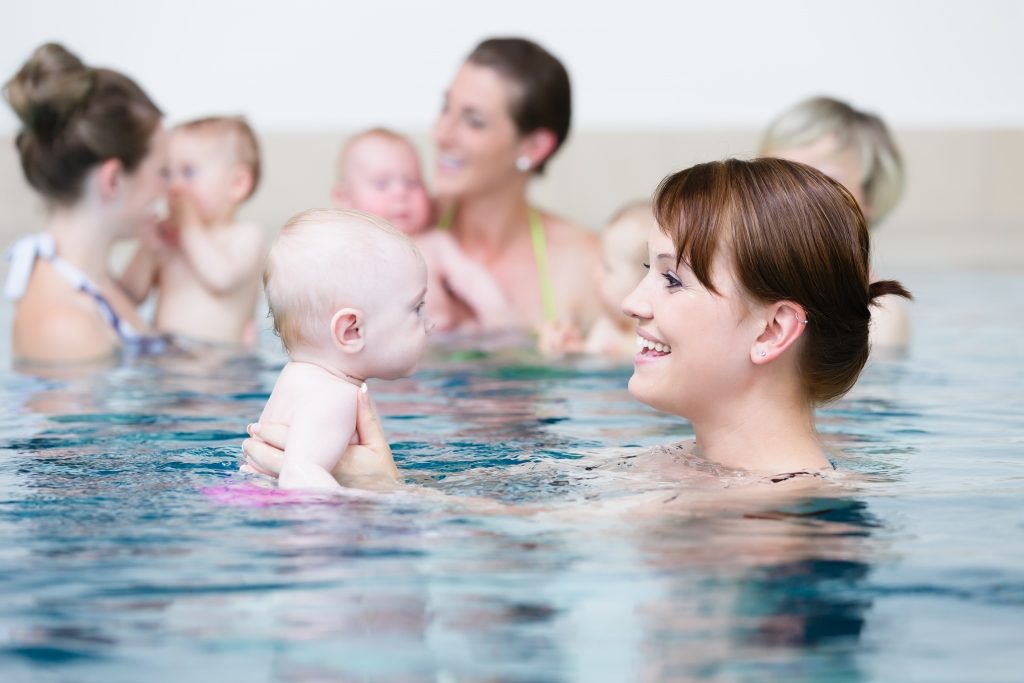 Baby swimming lessons mum and baby