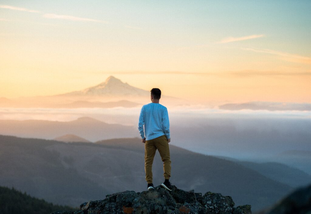 Man looking out