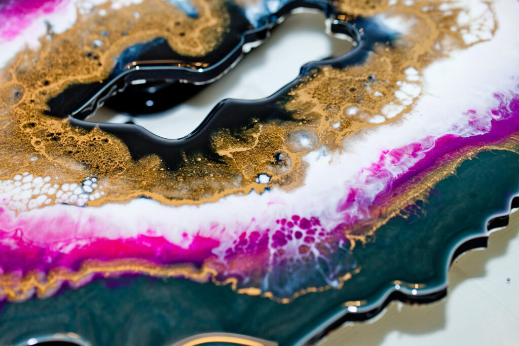 Epoxy resin art. Abstract composition for your design. Macro photo