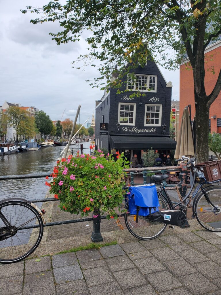 A pretty, wonky pub in Amsterdam