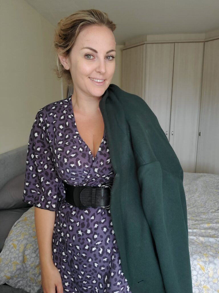 green coat midi dress leopard print yours size 14 review