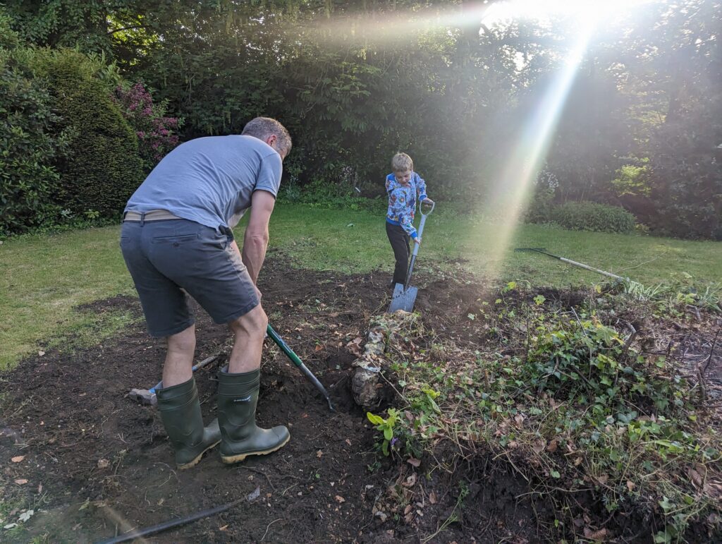 helping out with the digging