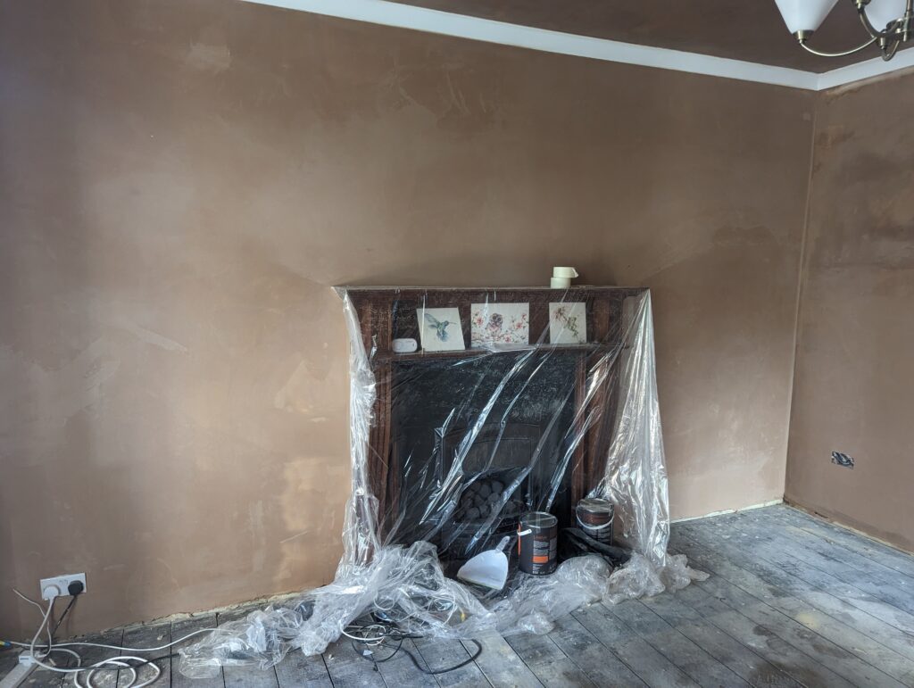 Freshly plastered 1930s walls