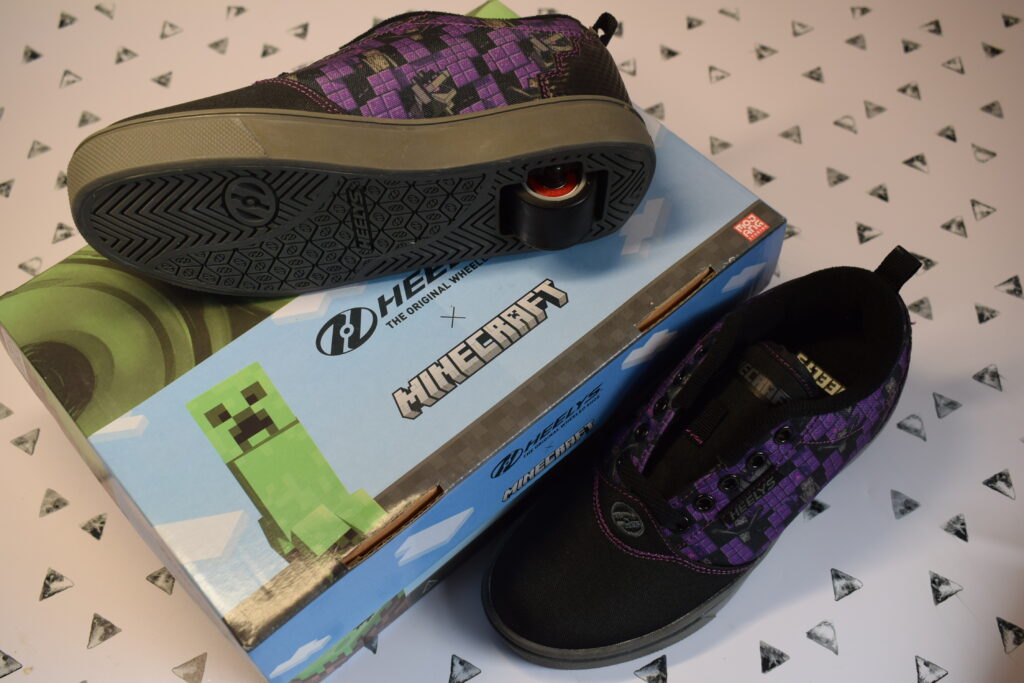 Heelys are hugely popular with kids of all ages and these Minecraft Heelys combine two very popular pastimes! These particular one-wheel Heelys with the purple and black Minecraft design are priced at £59.95 in children's sizes.